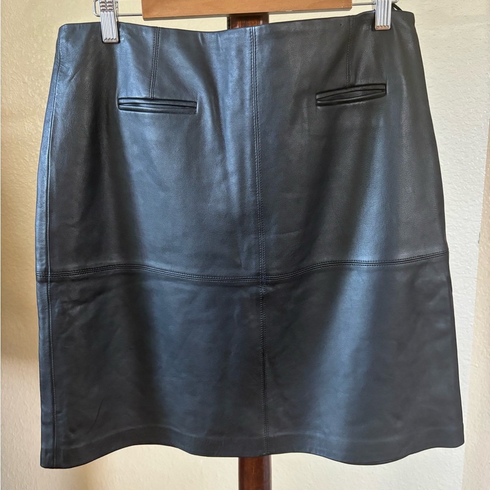 J. Jill Black Leather A-Line Skirt